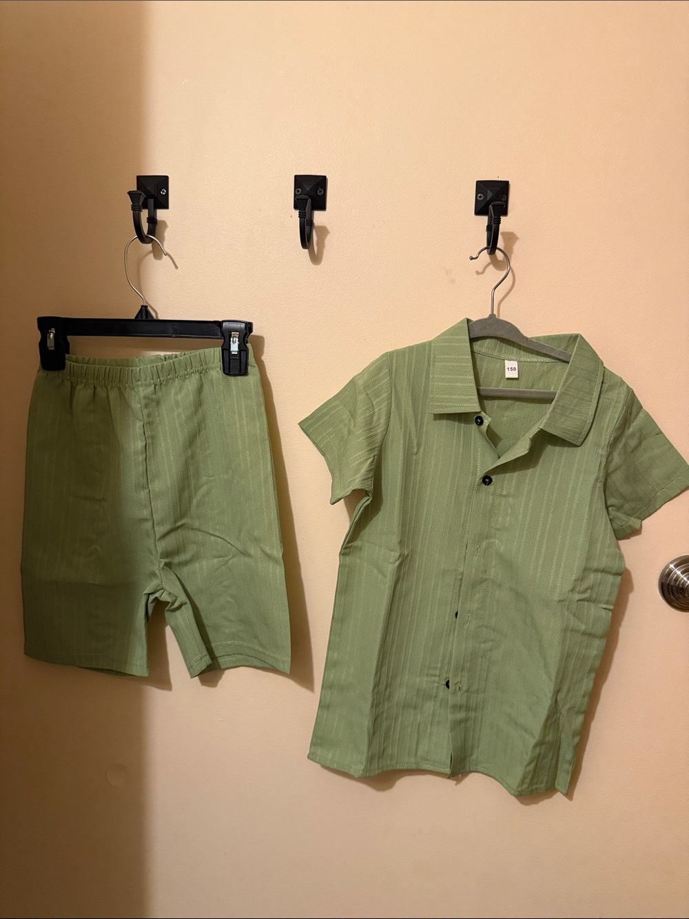 Kids Light Green Short Sleeve Shirt & Matching Shorts Set